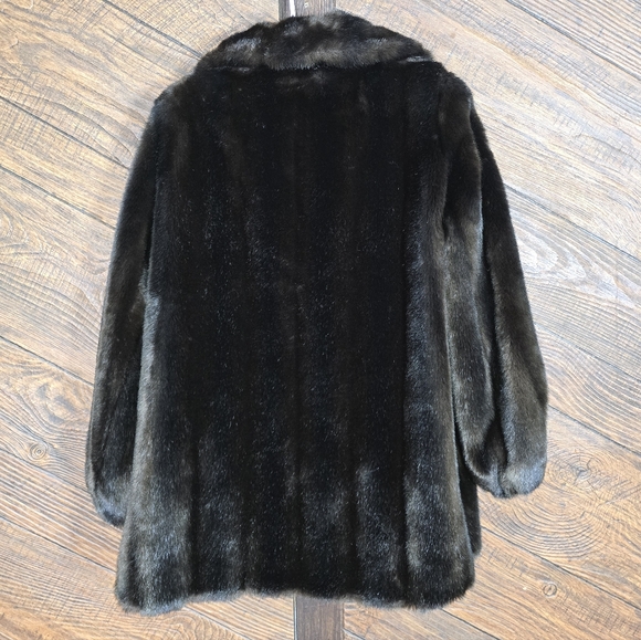 Vintage Tissavel Dark Brown/tan Faux Fur Coat Heavy Mobwife Style Cute Buttons - Picture 2 of 14